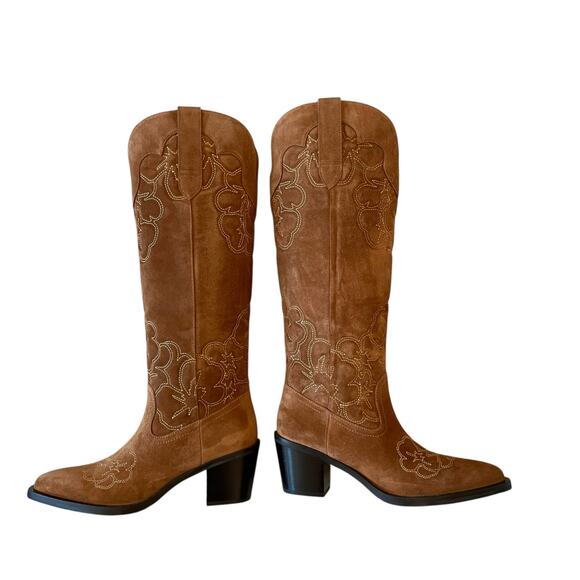 STUART WEITZMAN Felix Boots Brown Suede Made in Spain Size 37.5 | US 7 New - Picture 1 of 16